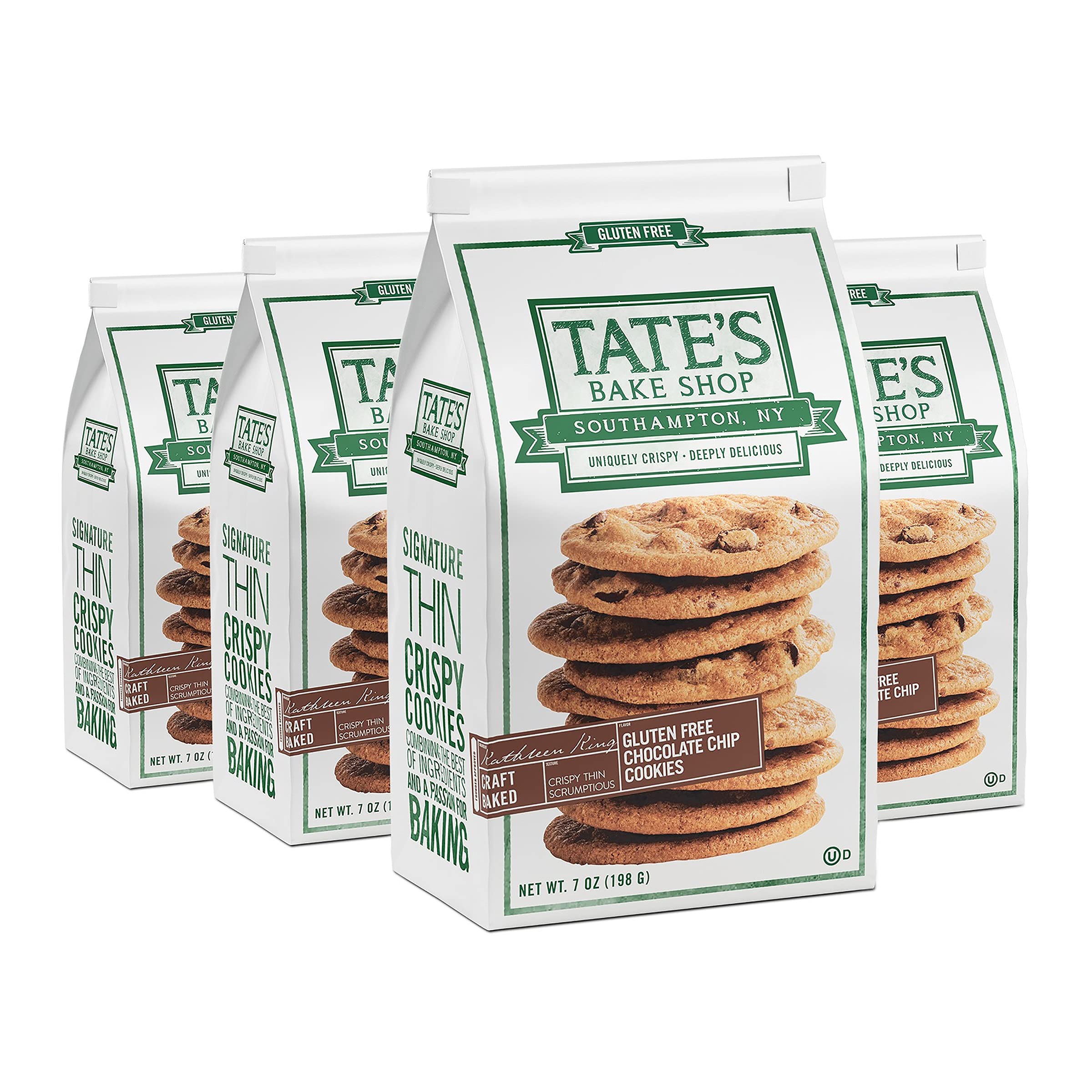 Tate's Bake Shop Gluten Free Chocolate Chip Cookies, Gluten Free Cookies, 4 - 7 oz Bags